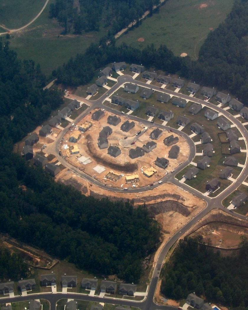 Aerial view of a new housing subdivision under construction