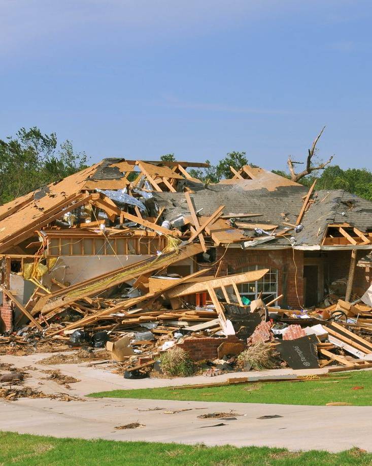 Remains of a home destroyed by a tornado