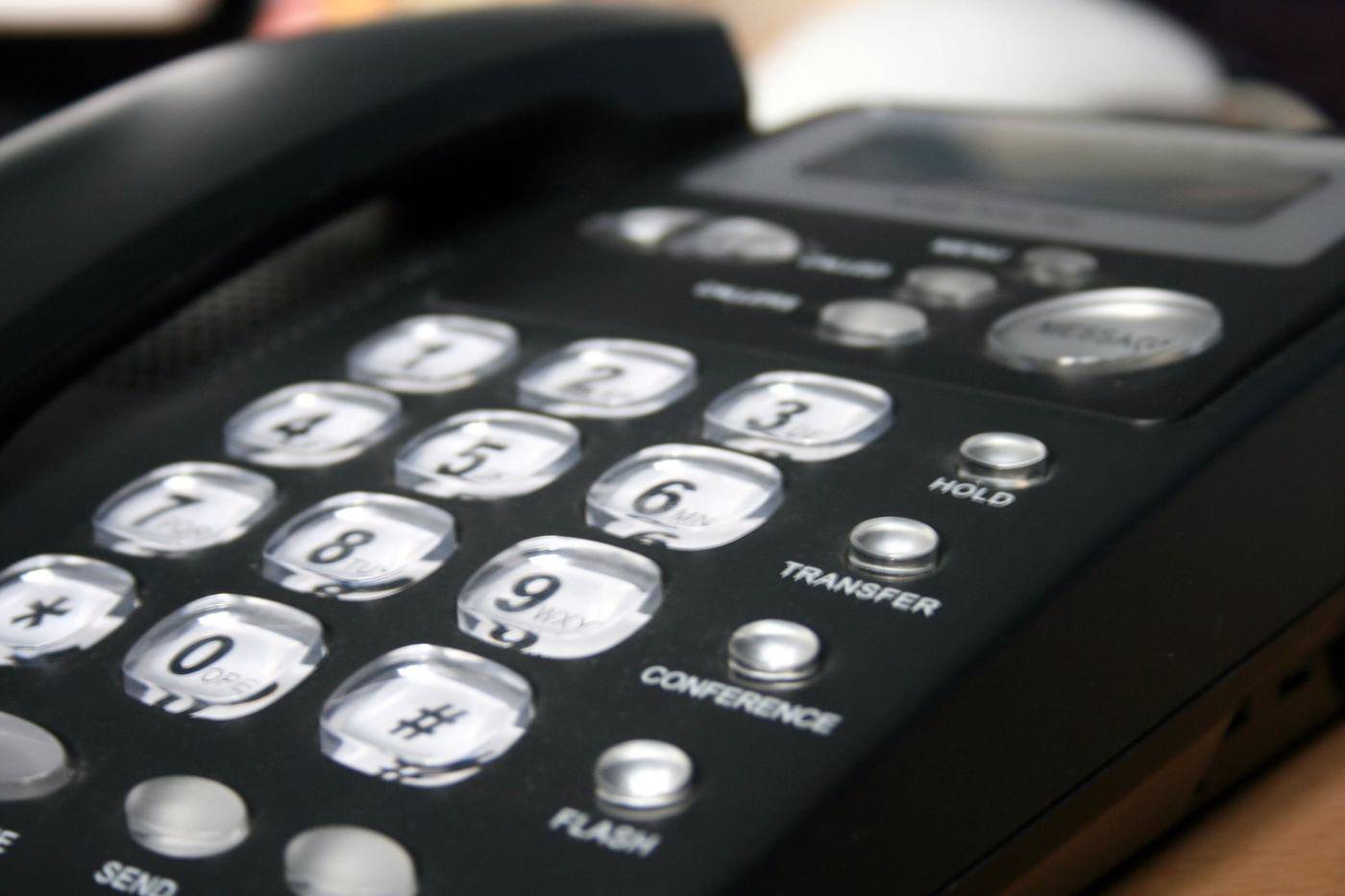 Close-up of an office telephone keypad
